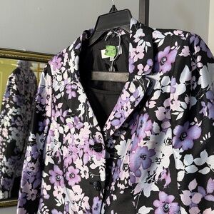 Floral Black and Purple Skirt Set